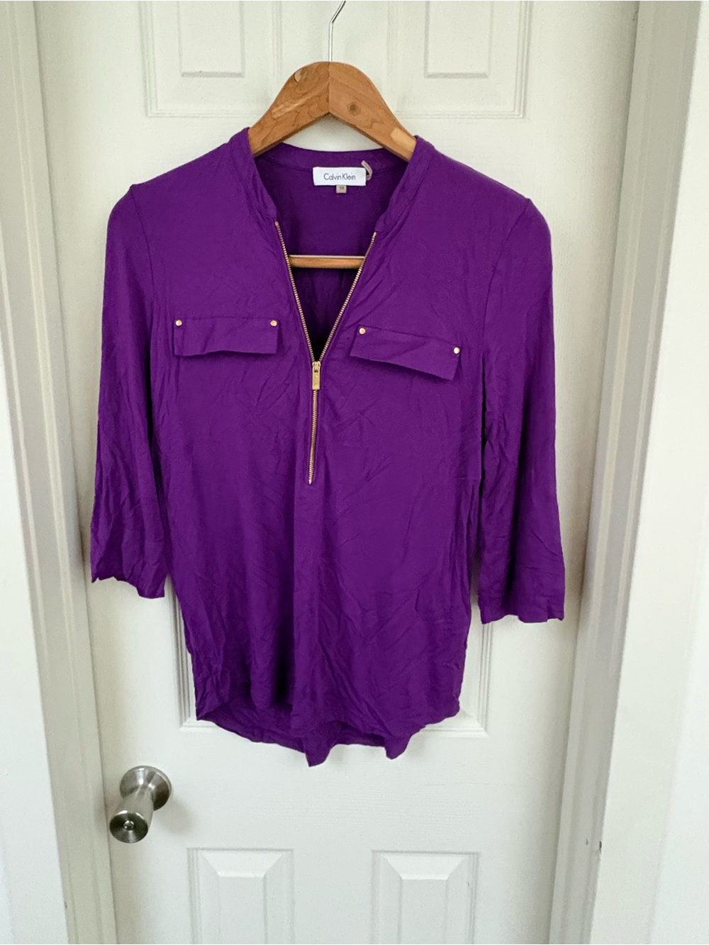 Calvin Klein Violet Zip-Front Tunic Blouse